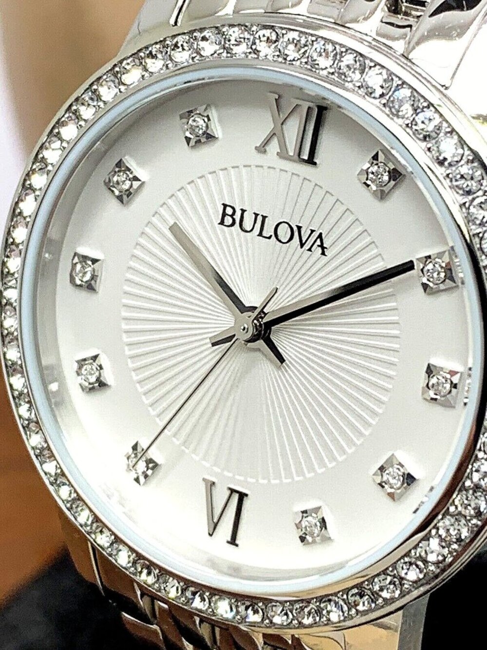Bulova Women's Watch 96L297 Quartz Cream Dial Stainless Steel 32mm Crystals